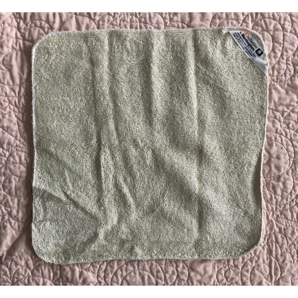 Vtg Vera Burlington Towel Set 3 Pcs Ivory Cotton Butterfly Floral Bath Hand Face